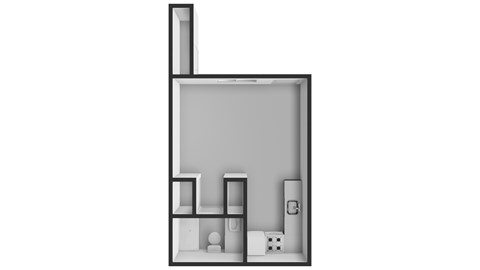 Floor plan for studio, 1 bath, 367 sqft